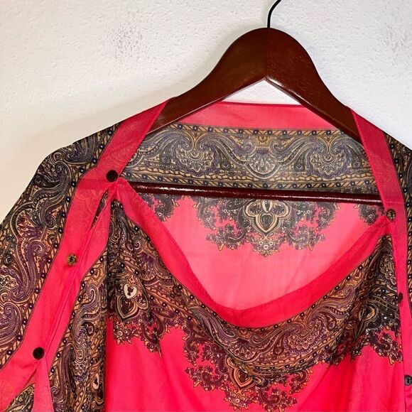 Jack & Missy Pink Boho Chiffon Poncho One Size Multicolored Flowy Convertible - Picture 3 of 9